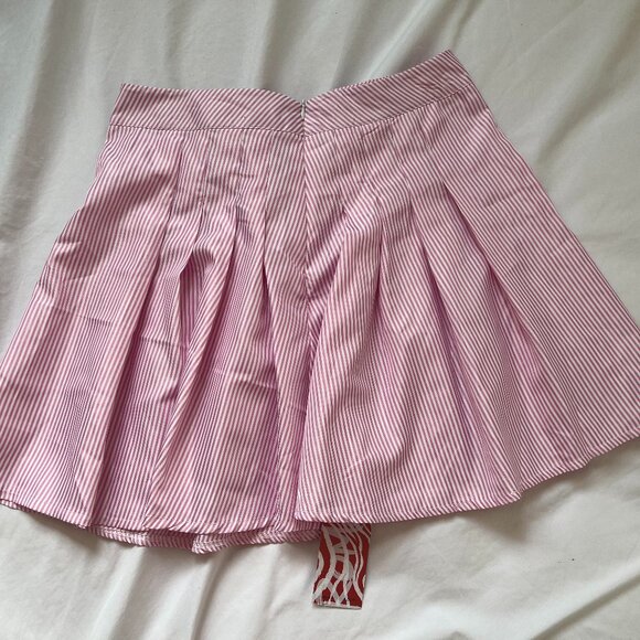 Pink and White Striped Pleated Skirt - Picture 3 of 3